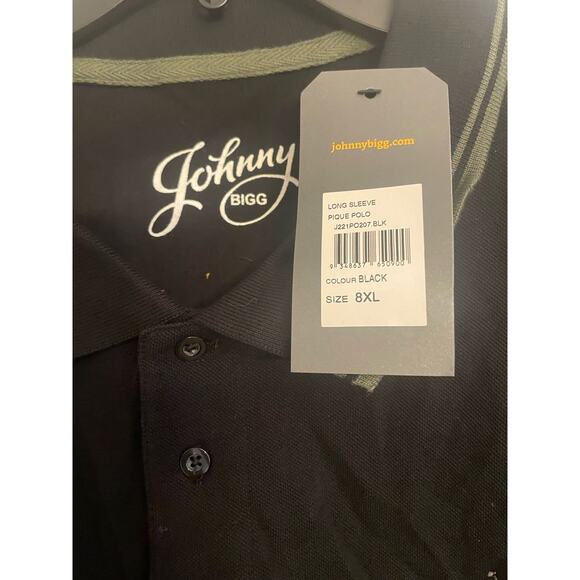 Johnny Bigg Hudson White Tipped on Black Long Sleeved Polo, A41 - Picture 3 of 4